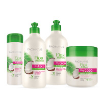 Kit Óleo de Coco (Shampoo 5025/Condicionador 5122/Banho de Creme 5227/Finalizador 5328) | Cód. 6261